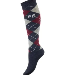 Chaussettes hautes à base de laine mérinos Argyle